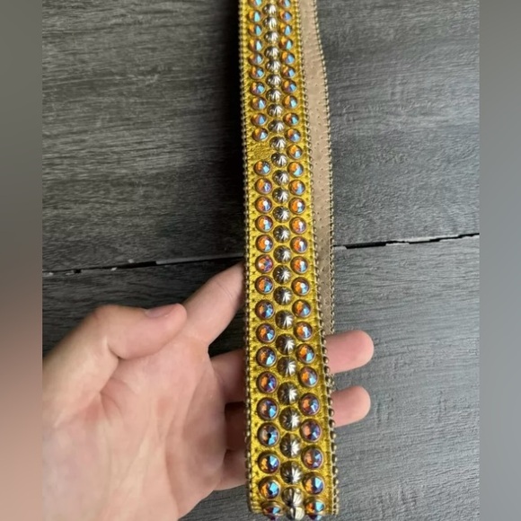 b.b. Simon Gold Fire Double Row Size 32 Studded Crystal belt - Picture 7 of 10